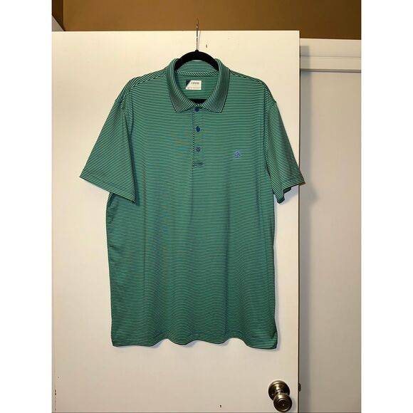 Izod XL Men’s Golf Polo Shirt Short Sleeve Collared Neckline Blue Green Stripes - Picture 1 of 9